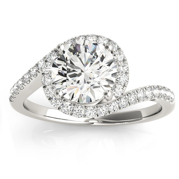 Lab Diamond Halo Accented Engagement Ring Setting 18k White Gold 0.26ct