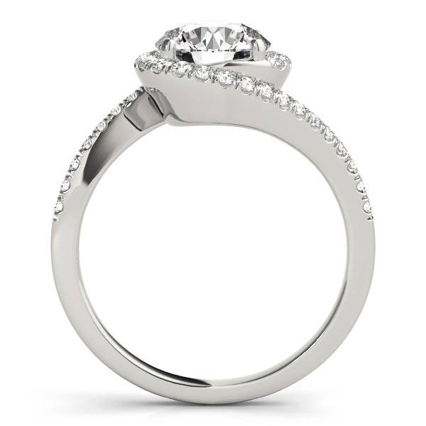 Diamond Halo Swirl Bridal Engagement Ring Set18k White Gold 0.43ct