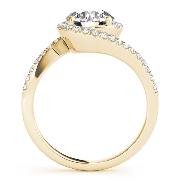 Diamond Halo Swirl Bridal Engagement Ring Set18k Yellow Gold 0.43ct