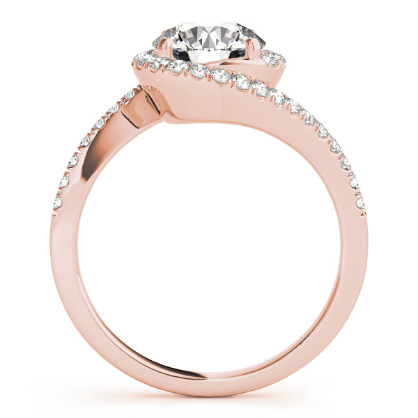 Lab Diamond Halo Swirl Bridal Engagement Ring Set14k Rose Gold 0.43ct
