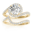 Lab Diamond Halo Swirl Bridal Engagement Ring Set18k Yellow Gold 0.43ct