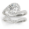 Diamond Halo Swirl Bridal Engagement Ring Set Platinum 0.43ct