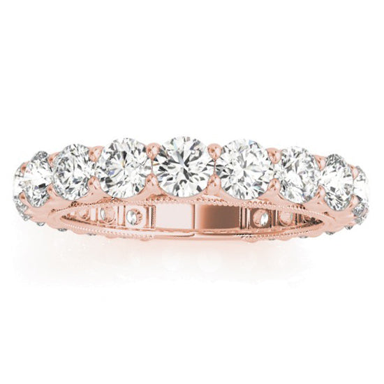 Luxury Diamond Eternity Bridal Ring Set 14k Rose Gold 4.57ct