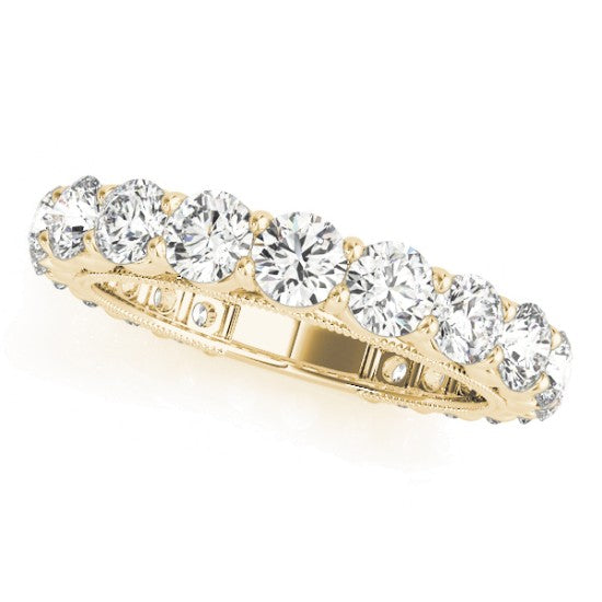 Luxury Lab Diamond Eternity Wedding Ring Band 14k Yellow Gold 2.61ct