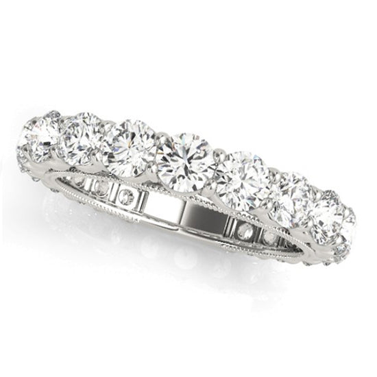 Luxury Lab Diamond Eternity Wedding Ring Band 18k White Gold 2.61ct