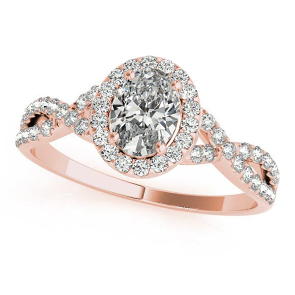 Twisted Oval Moissanite Engagement Ring 14k Rose Gold (0.50ct)