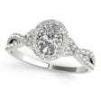 Twisted Oval Moissanite Engagement Ring 14k White Gold (0.50ct)