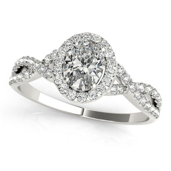 Twisted Oval Moissanite Engagement Ring 14k White Gold (2.00ct)