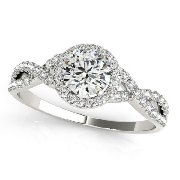Twisted Round Lab Moissanite Engagement Ring 14k White Gold (0.50ct)