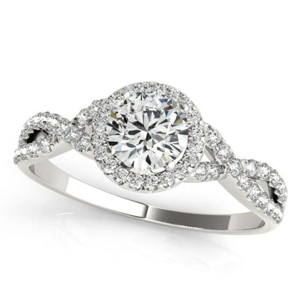 Twisted Round Diamond Engagement Ring 14k White Gold (1.00ct)