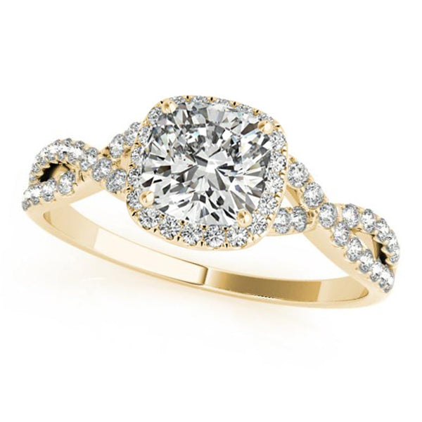 Twisted Cushion Moissanite Engagement Ring 14k Yellow Gold (1.00ct)