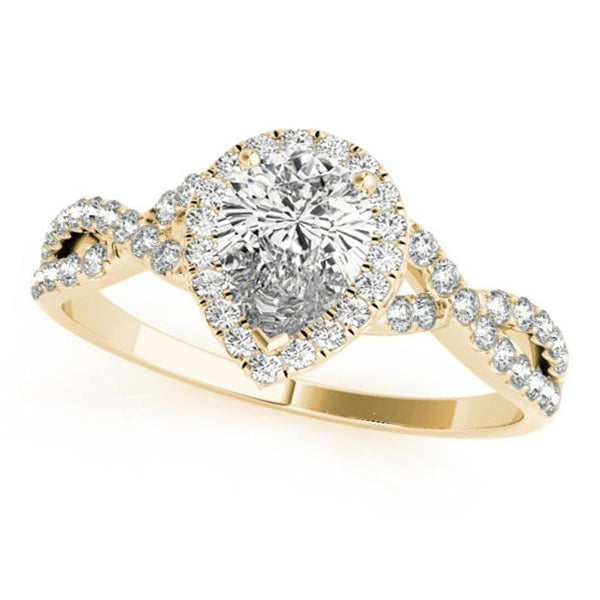Twisted Pear Moissanite Engagement Ring 14k Yellow Gold (0.50ct)