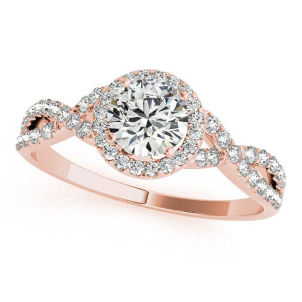 Twisted Round Lab Moissanite Engagement Ring 18k Rose Gold (1.50ct)