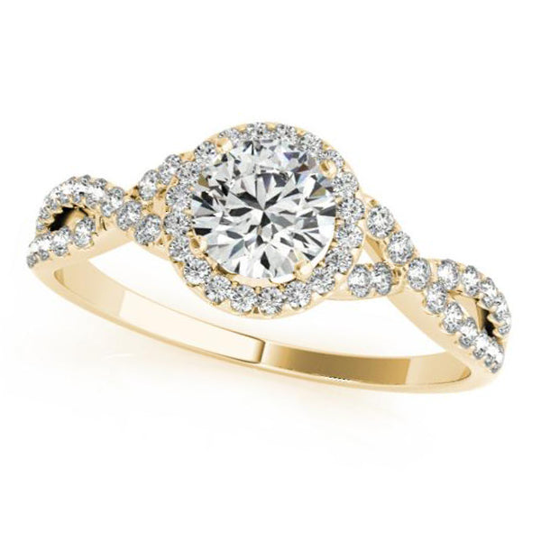 Twisted Round Lab Moissanite Engagement Ring 18k Yellow Gold (1.50ct)