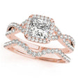 Twisted Princess Diamond Engagement Ring Bridal Set 14k Rose Gold (1.57ct)