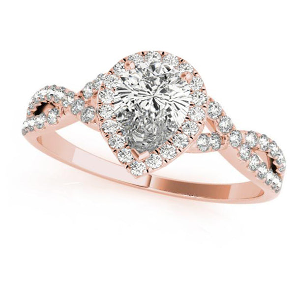 Twisted Pear Diamond Engagement Ring Bridal Set 14k Rose Gold (1.57ct)