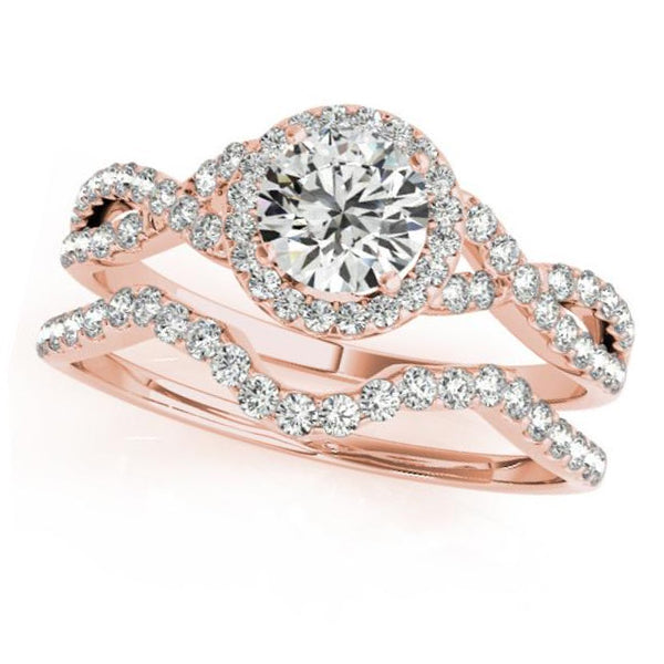 Twisted Round Moissanite Bridal Sets 14k Rose Gold (1.57ct)
