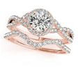 Twisted Round Diamond Engagement Ring Bridal Set 14k Rose Gold (1.57ct)