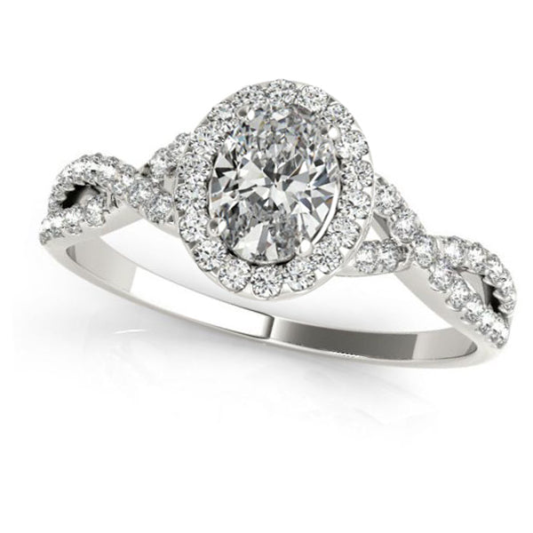 Twisted Oval Diamond Engagement Ring Bridal Set 14k White Gold (1.57ct)