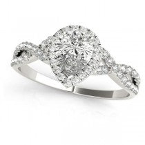 Twisted Pear Diamond Engagement Ring Bridal Set 14k White Gold (1.07ct)