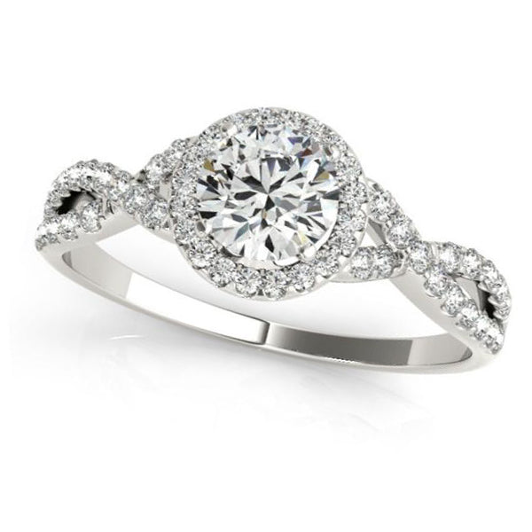 Twisted Round Moissanite Bridal Sets 14k White Gold (1.57ct)