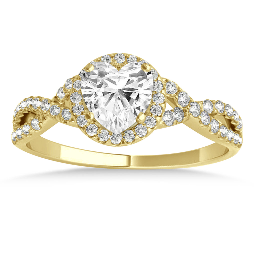 Twisted Heart Diamond Engagement Ring Bridal Set 14k Yellow Gold (1.07ct)