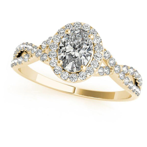 Twisted Oval Diamond Engagement Ring Bridal Set 14k Yellow Gold (1.07ct)