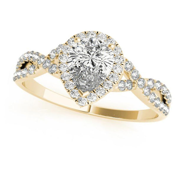 Twisted Pear Diamond Engagement Ring Bridal Set 14k Yellow Gold (1.07ct)