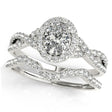 Twisted Oval Diamond Engagement Ring Bridal Set 18k White Gold (1.07ct)