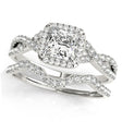 Twisted Princess Diamond Engagement Ring Bridal Set 18k White Gold (0.57ct)