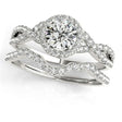 Twisted Round Diamond Engagement Ring Bridal Set 18k White Gold (1.07ct)