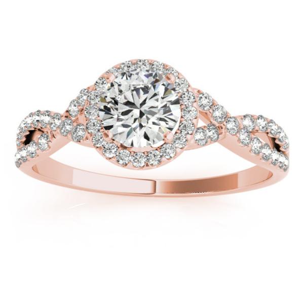 Twisted Lab Grown Diamond Infinity Engagement Ring Bridal Set 14k Rose Gold 0.27ct