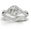 Twisted Lab Diamond Infinity Engagement Ring Bridal Set 18k White Gold 0.27ct