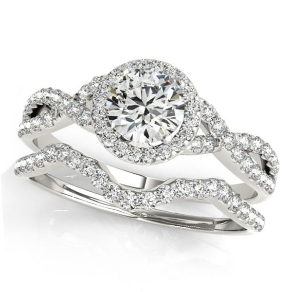 Twisted Round Moissanite Bridal Sets Palladium (1.07ct)