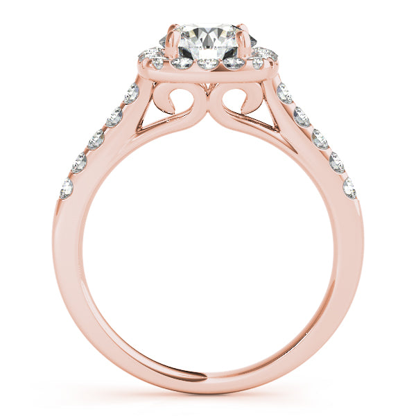 Halo Square Diamond Engagement Ring 14k Rose Gold (0.38ct)