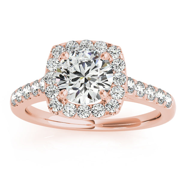 Halo Square Diamond Bridal Set 14k Rose Gold (0.61ct)