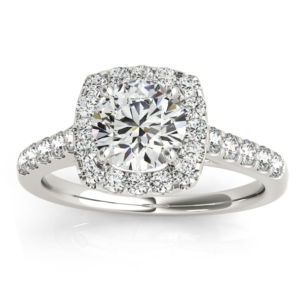 Halo Square Diamond Bridal Set 14k White Gold (0.61ct)