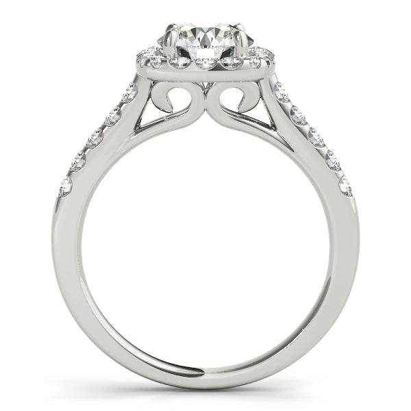 Halo Square Diamond Bridal Set 14k White Gold (0.61ct)