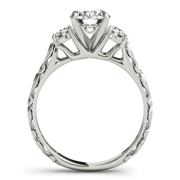 Vintage Heirloom Lab Diamond Three Stone Engagement Ring 14k White Gold (2.25ct)