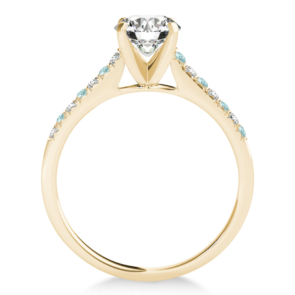Diamond & Aquamarine Single Row Engagement Ring 14k Yellow Gold (0.11ct)