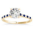 Diamond & Blue Sapphire Single Row Engagement Ring 18k Yellow Gold (0.11ct)