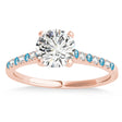 Diamond & Blue Topaz Single Row Engagement Ring 14k Rose Gold (0.11ct)