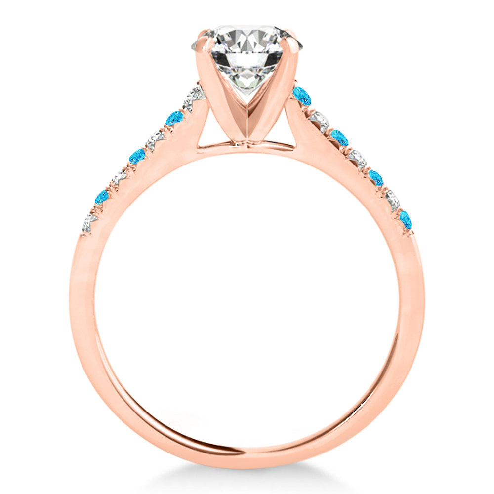 Diamond & Blue Topaz Single Row Engagement Ring 14k Rose Gold (0.11ct)