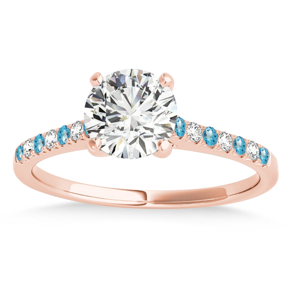 Diamond & Blue Topaz Single Row Engagement Ring 18k Rose Gold (0.11ct)