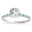 Diamond & Blue Topaz Single Row Engagement Ring 18k White Gold (0.11ct)