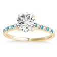 Diamond & Blue Topaz Single Row Engagement Ring 18k Yellow Gold (0.11ct)