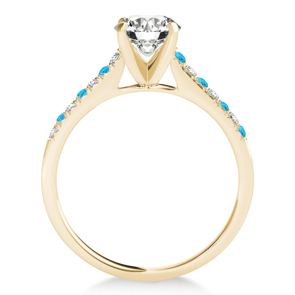 Diamond & Blue Topaz Single Row Engagement Ring 18k Yellow Gold (0.11ct)