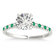 Diamond & Emerald Single Row Engagement Ring 18k White Gold (0.11ct)