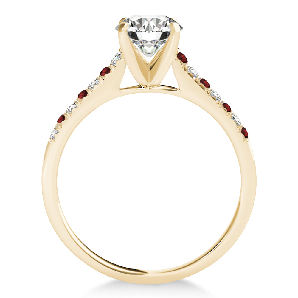 Diamond & Garnet Single Row Engagement Ring 18k Yellow Gold (0.11ct)