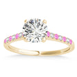Diamond & Pink Sapphire Single Row Engagement Ring 18k Yellow Gold (0.11ct)